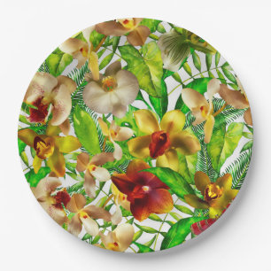 My exotic and tropical Orchid Flowers Garden Paper Plate
