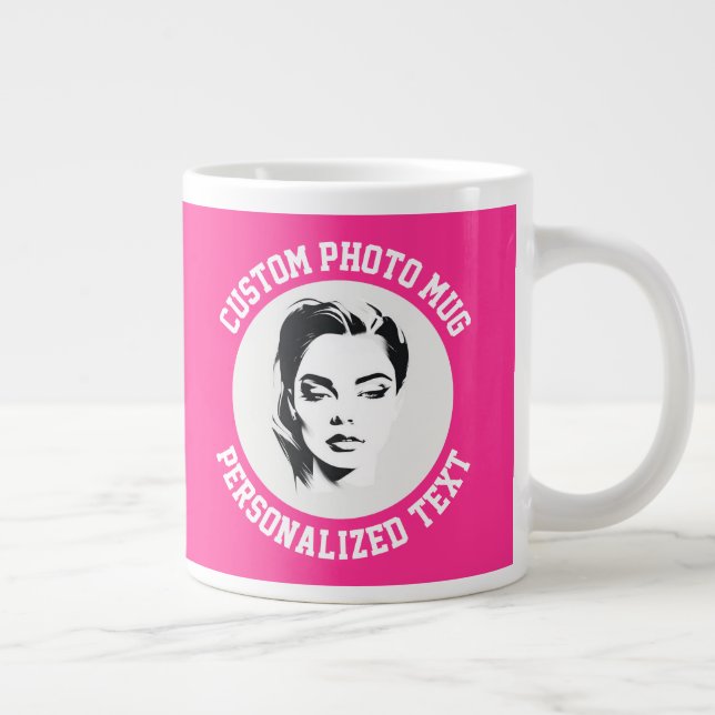 My Face on a STRAWBERRY PINK Custom Large Coffee Mug (Right)