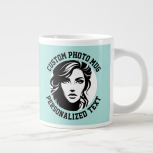My Face on a TURQUOISE GREEN Custom Large Coffee Mug
