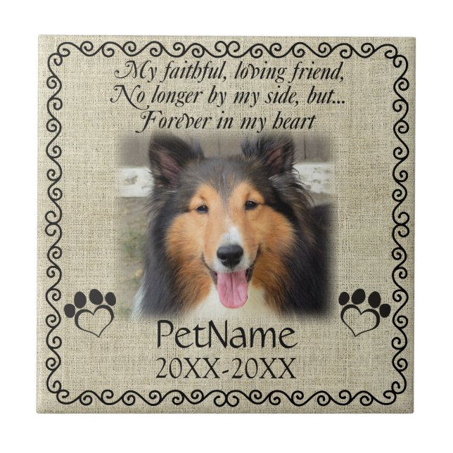 My Faithful Friend Pet Sympathy Custom Burlap Tile (Front)