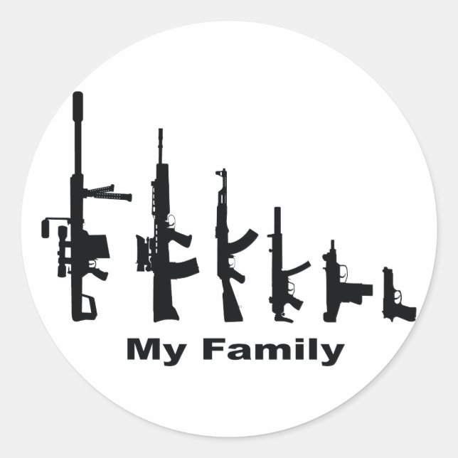 My Family (I Love Guns) Classic Round Sticker (Front)