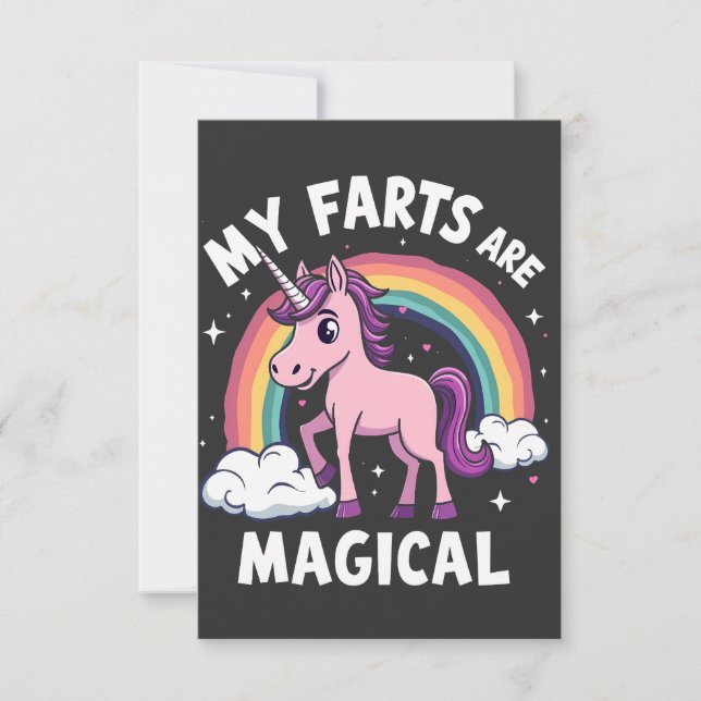 My Farts Are Magical Funny Unicorn Rainbow  Thank You Card (Front)