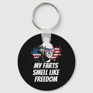 My Farts Smell Like Freedom Funny July 4th George Keychain