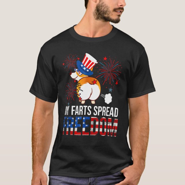 My Farts Spread Freedom American July 4th Corgi Do T-Shirt (Front)