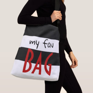 My Fav Bag or your Text Striped Pattern Black Red