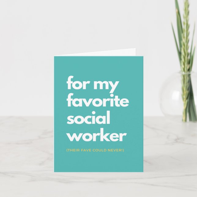 My Fave Social Worker  Thank You Card (Front)