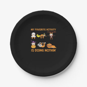 My Favorite Activity Is Doing Nothin' Retro Sloth  Paper Plate