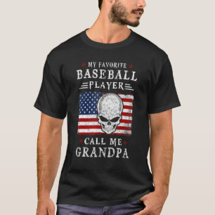 My Favorite Baseball Player Call Me Grandpa USA Fl T-Shirt