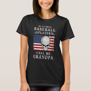 My Favorite Baseball Player Call Me Grandpa USA Fl T-Shirt