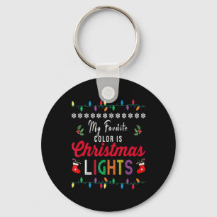 My Favorite Color Is Christmas Lights Xmas T Shirt Keychain