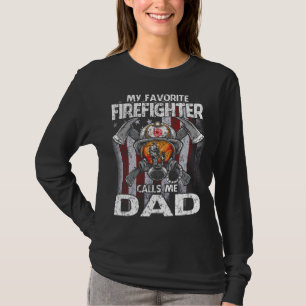 My Favorite Firefighter Calls Me DAD USA Flag T-Shirt