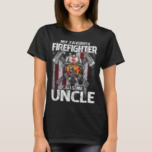 My Favorite Firefighter Calls Me UNCLE USA Flag T-Shirt