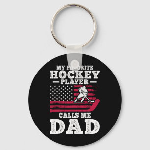 My Favorite Hockey Player Calls Me Dad Usa Flag  Keychain