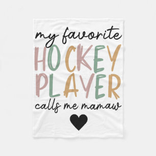 My Favorite Hockey Player Calls Me Mamaw Vintage  Fleece Blanket