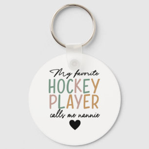 My Favorite Hockey Player Calls Me Nannie Vintage Keychain