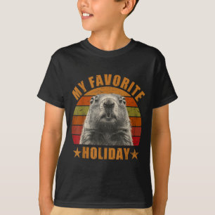 My Favorite Holiday Funny Retro Vintage Groundhog T-Shirt