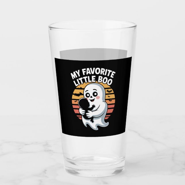 My Favorite Little Boo Halloween T-shirt Glass (Front)