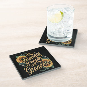 My Favorite People Call Me Grandma Mother's Day Glass Coaster
