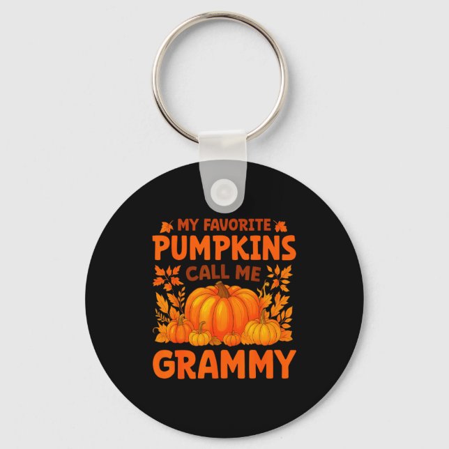 My Favorite Pumpkins Call Me Grammy Thanksgiving  Keychain (Front)