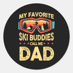 My Favorite Ski Buddies Call Me Dad Skiing Retro D Classic Round Sticker