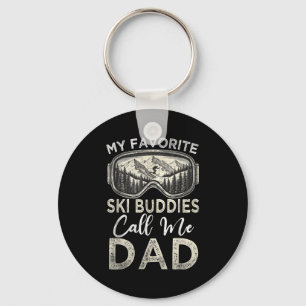 My Favorite Ski Buddies Call Me Dad Vintage Skiing Keychain