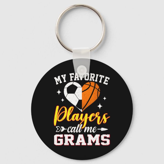 My Favorite Soccer Basketball Players Call Me Gram Keychain (Front)