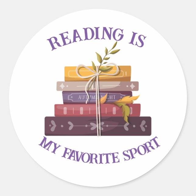 My favorite sport is reading classic round sticker (Front)