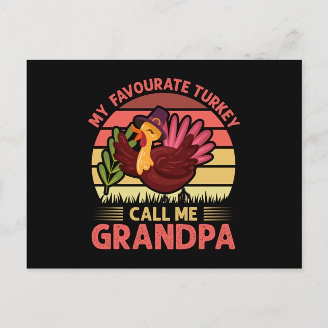 My Favorite Turkey Call Me Grandpa Postcard (Front)