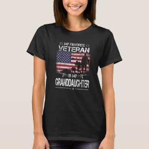 My Favorite Veteran Is My Granddaughter Flag Vete T-Shirt