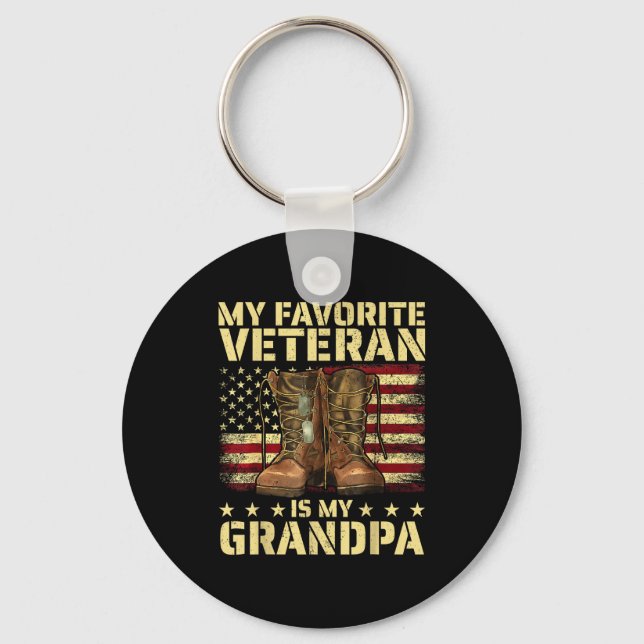 My Favorite Veteran Is My Grandpa Grandfather Vete Keychain (Front)