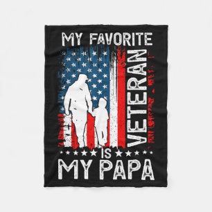 My Favorite Veteran Is My Papa Grandpa Thank You V Fleece Blanket