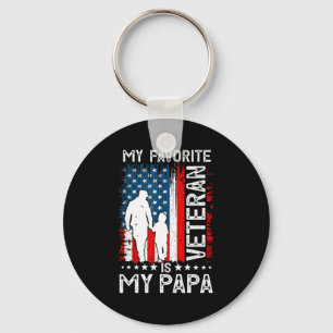 My Favorite Veteran Is My Papa Grandpa Thank You V Keychain