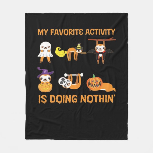 My Favourite Activity Is Doing Nothin' Retro Sloth Fleece Blanket (Front)