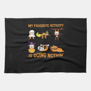 My Favourite Activity Is Doing Nothin' Retro Sloth Kitchen Towel