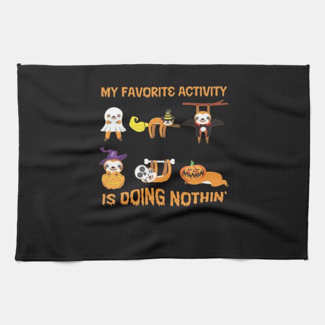 My Favourite Activity Is Doing Nothin' Retro Sloth Kitchen Towel (Horizontal)