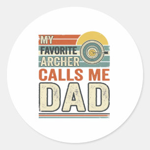 My Favourite Archer Calls Me Dad Vintage Design_1 Classic Round Sticker