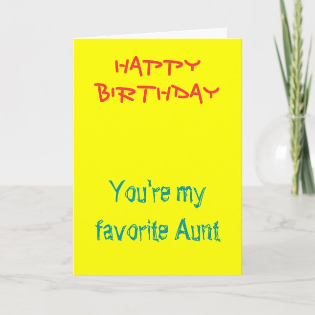 My favourite aunt birthday cards (Front)