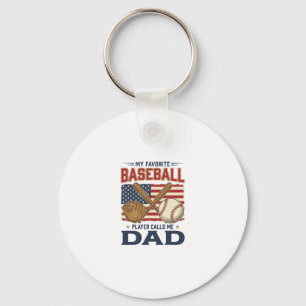 My Favourite Baseball Player Calls Me Dad Vintage Keychain