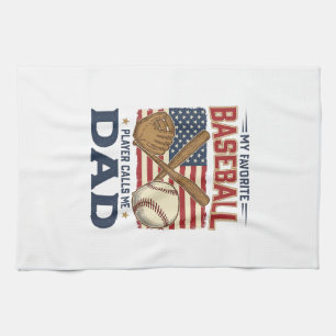 My Favourite Baseball Player Calls Me Dad Vintage  Kitchen Towel