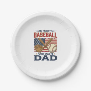 My Favourite Baseball Player Calls Me Dad Vintage Paper Plate