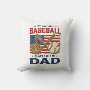 My Favourite Baseball Player Calls Me Dad Vintage Throw Pillow