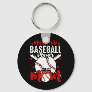My Favourite Baseball Player Calls Me Mom Funny Mo Keychain