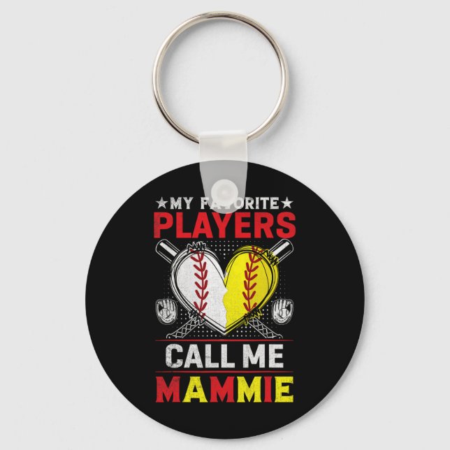 My Favourite Baseball Softball Players Call Me Mam Keychain (Front)