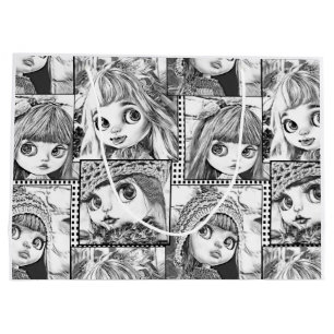 My favourite black and white patchwork dolls large gift bag