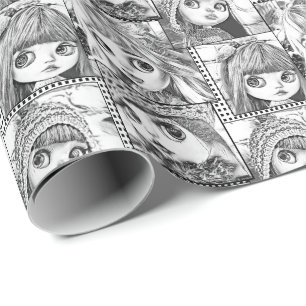 My favourite black and white patchwork dolls  wrapping paper