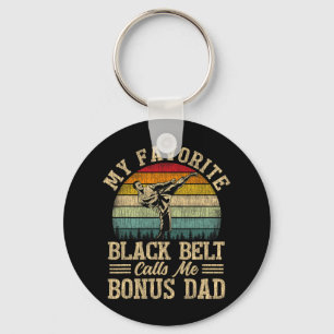 My Favourite Black Belt Calls Me Bonus Dad Father' Keychain
