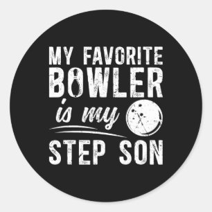 My Favourite Bowler Stepdad Bowling Step-dad Of A Classic Round Sticker
