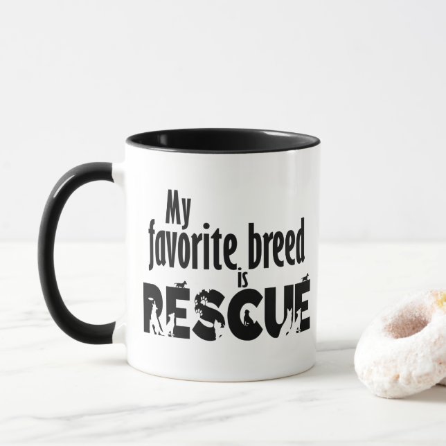 My Favourite Breed Is Rescue mug (With Donut)