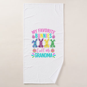 My Favourite Bunnies Call Me Grandma Shirt Cute Ea Bath Towel