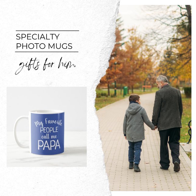 My Favourite Call Me Papa Photo Grandkids Blue Coffee Mug (Creator Uploaded)